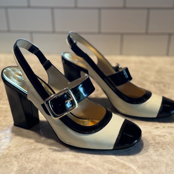 2000s MARC BY MARC JACOBS Black & White Patent Leather Heels 39EU 8.5 US Italy - Picture 1 of 8